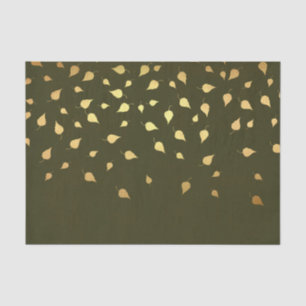 Autumn Gold Leaves Pattern Tissue Paper