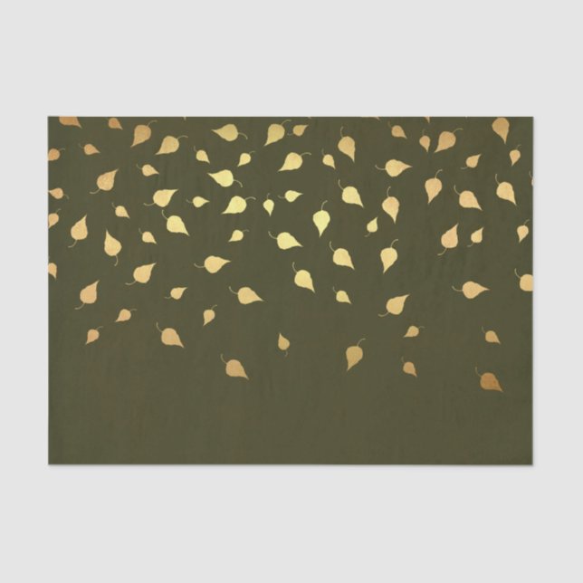 Autumn Gold Leaves Pattern Tissue Paper (Front)