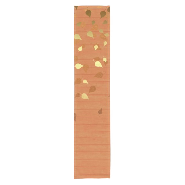 Autumn Gold Leaves/Pinecone Pattern Short Table Runner (Front)