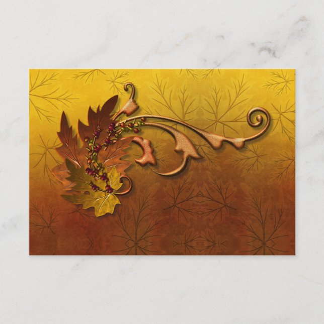 Autumn Gold Leaves Wedding Enclosure Card (Front)