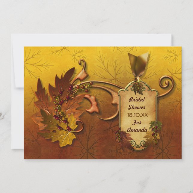 Autumn Gold Leaves Wedding Invitation (Front)
