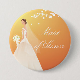Autumn Gold Maid of Honour Bridal Party Button