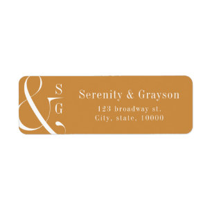 Autumn gold modern minimalist monogram address return address label