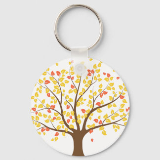 Autumn Gold Tree Button Keychain