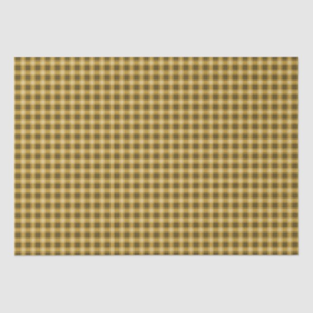 Autumn Golden Brown Gingham  Tissue Paper (Front)