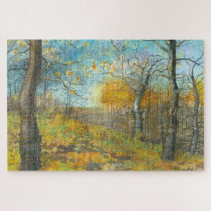 Autumn golden in an oak grove jigsaw puzzle