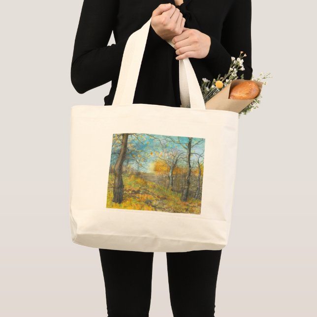 Autumn golden in an oak grove large tote bag (Front (Product))