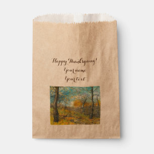Autumn golden in an oak grove painting watercolor favour bag
