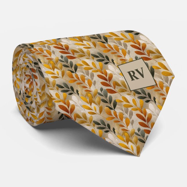 Autumn Golden Leaf Personalised Fall Tie (Rolled)