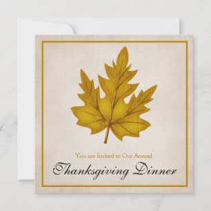 Autumn Golden Leaf Thanksgiving Dinner Invitation