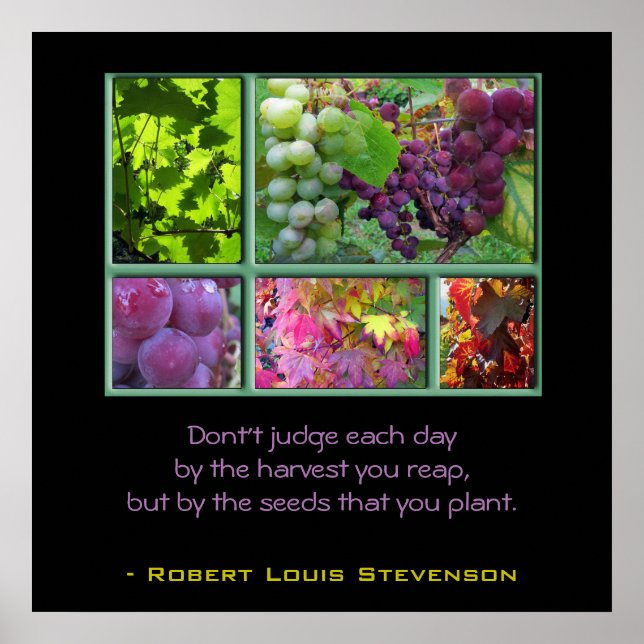 Autumn Grape Collage with Quote Poster (Front)