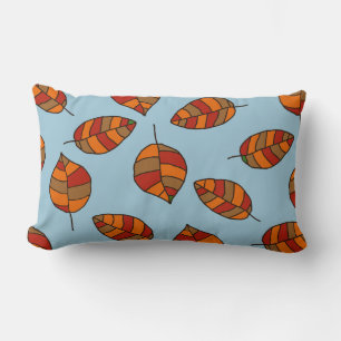Autumn Graphical Red Leaves Pattern on any Colour Lumbar Cushion
