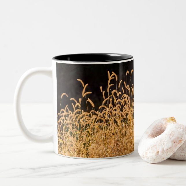 Autumn Grasses Two-Tone Coffee Mug (With Donut)