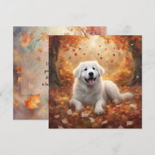 Autumn - Great Pyrenees Happy Puppy Holiday Card (Front/Back)