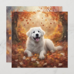 Autumn - Great Pyrenees Happy Puppy Holiday Card
