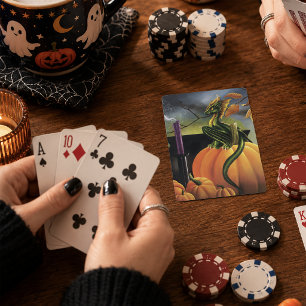 Autumn Green Dragon Pumpkin Halloween Fantasy Playing Cards