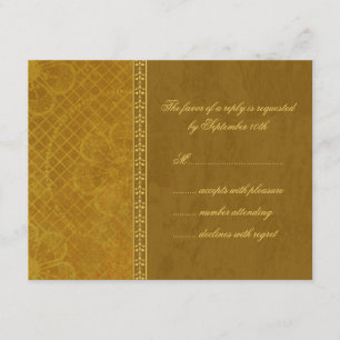 Autumn green floral vintage elegant wedding rsvp card