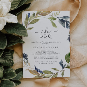 Autumn Greenery I Do BBQ Engagement Party Invitation