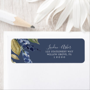 Autumn Greenery Navy Return Address Label