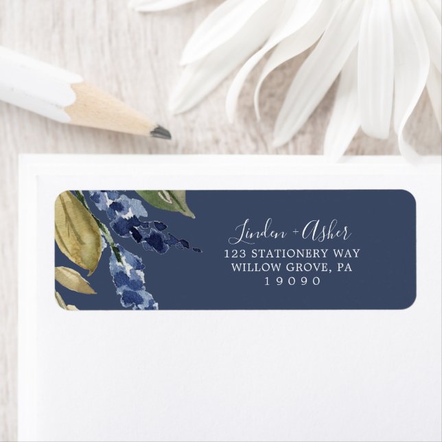 Autumn Greenery | Navy Return Address Label (Insitu)
