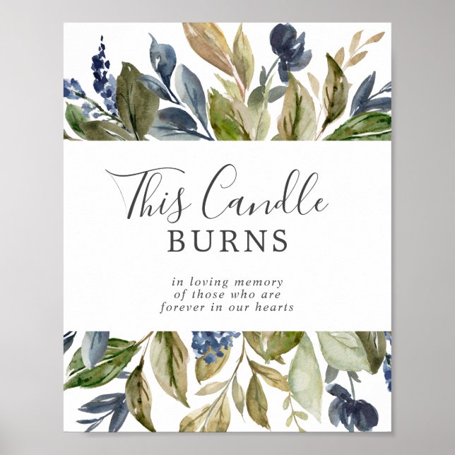 Autumn Greenery This Candle Burns Memorial Sign (Front)