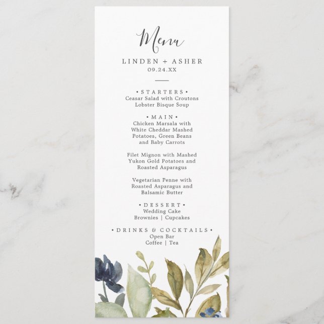 Autumn Greenery Wedding Dinner Menu (Front)