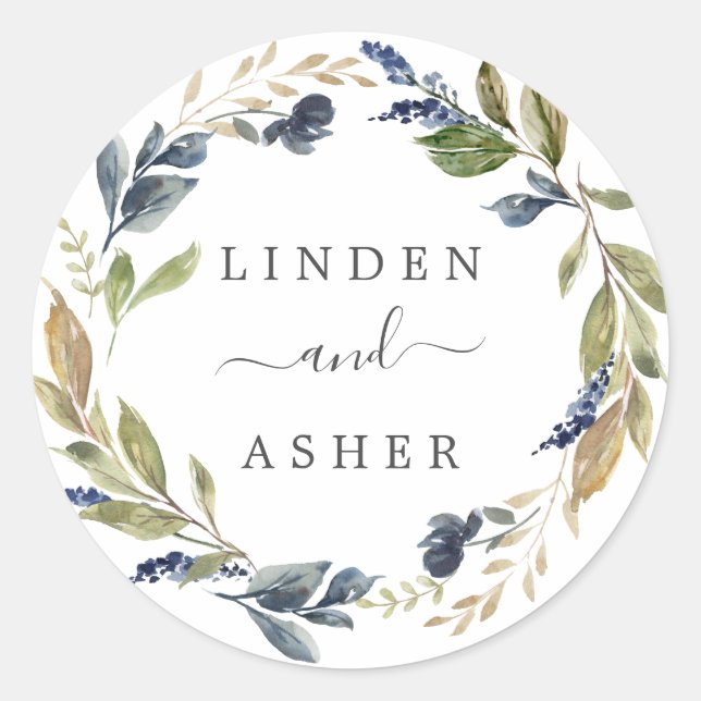 Autumn Greenery Wedding Envelope Seals (Front)