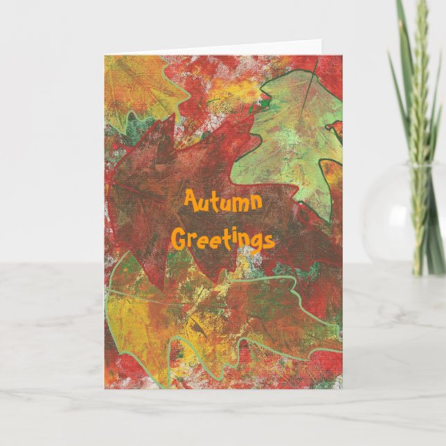 Autumn greetings - abstract oak leaves cards (Front)