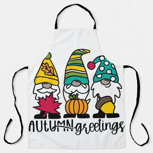 Autumn Greetings GNOMES Apron (Front)