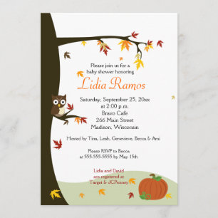 Autumn Halloween 5x7 Baby Shower Invite
