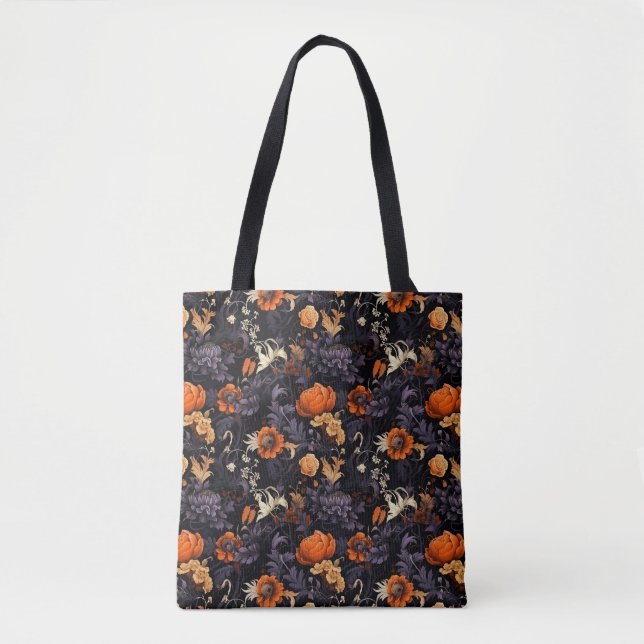 Autumn Halloween Floral Pattern Tote Bag (Front)