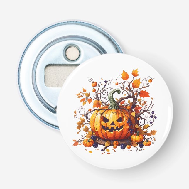 autumn Halloween funny pumpkin Bottle Opener (Front)