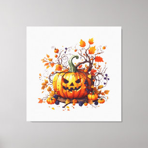 autumn Halloween funny pumpkin Canvas Print