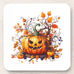 autumn Halloween funny pumpkin Coaster