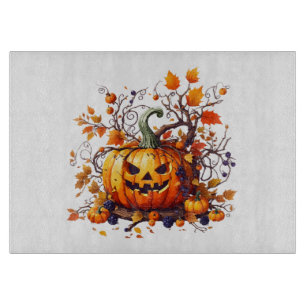 autumn Halloween funny pumpkin Cutting Board