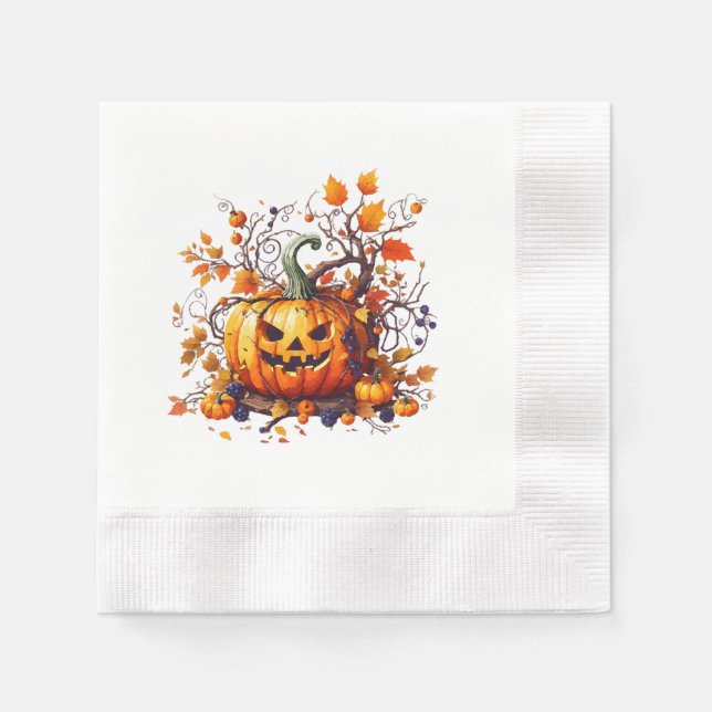 autumn Halloween funny pumpkin Napkin (Front)
