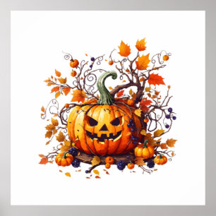 autumn Halloween funny pumpkin Poster