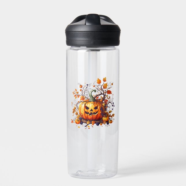 autumn Halloween funny pumpkin Water Bottle (Front)