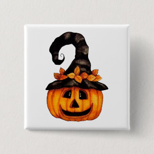 Autumn Halloween Jack-o-Lantern Pumpkin Button