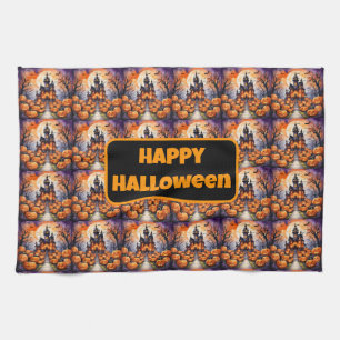 Autumn Halloween Modern Pumpkin Collection Tea Towel