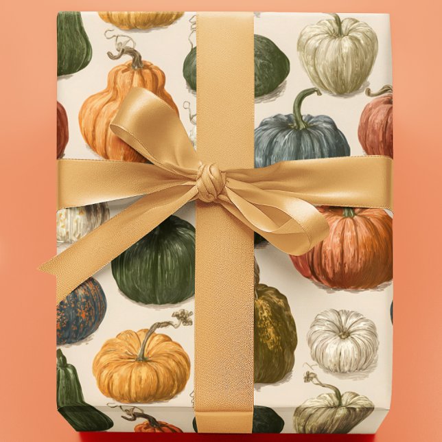 Autumn Halloween Pumpkin Vintage  Wrapping Paper (Creator Uploaded)