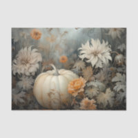 Autumn Halloween Pumpkin with Flowers Decoupage
