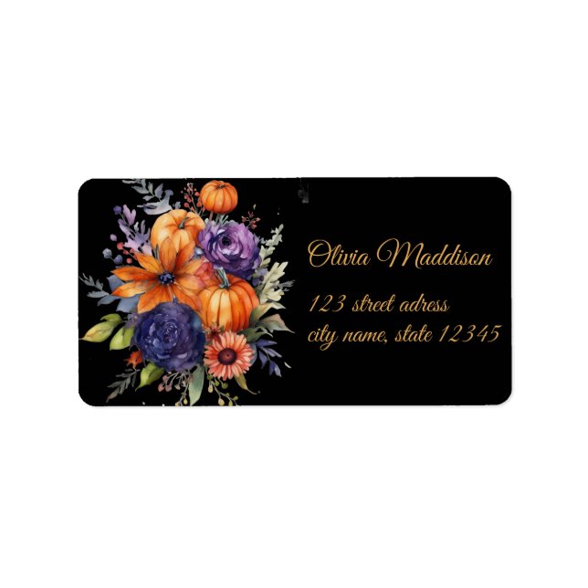 Autumn Hallowen Black Moon Bat Ghost Label (Front)