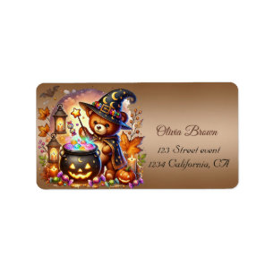 Autumn Hallowen Moon Bat Ghost Label