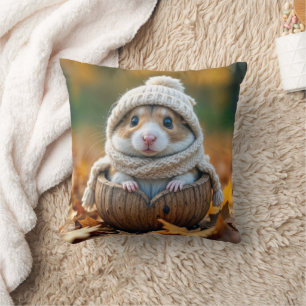 Autumn Hamster In a Walnut Shell Cushion
