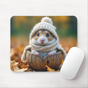 Autumn Hamster In a Walnut Shell Mouse Pad