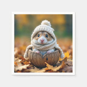 Autumn Hamster In a Walnut Shell Napkin