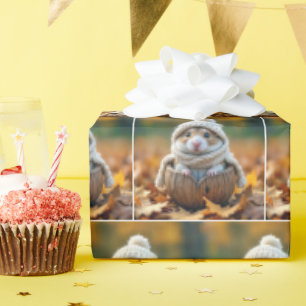 Autumn Hamster In a Walnut Shell Wrapping Paper