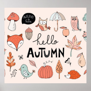 Autumn Hand Drawn, Seasonal Collection. Poster