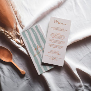 Autumn Hand Written Earthy Pinstripes Wedding  Menu